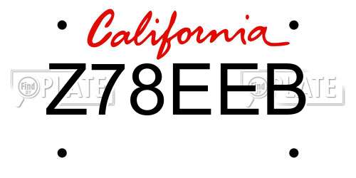 Z78EEB California License Plate