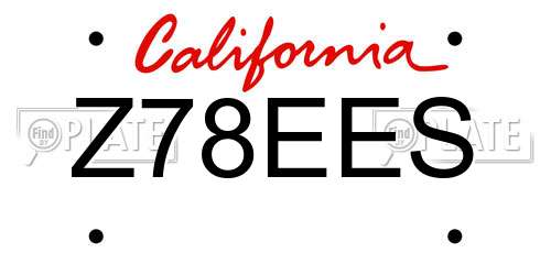 Z78EES California License Plate