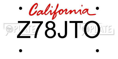 Z78JTO California License Plate