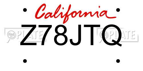 Z78JTQ California License Plate