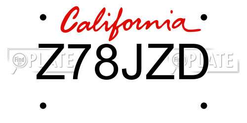 Z78JZD California License Plate