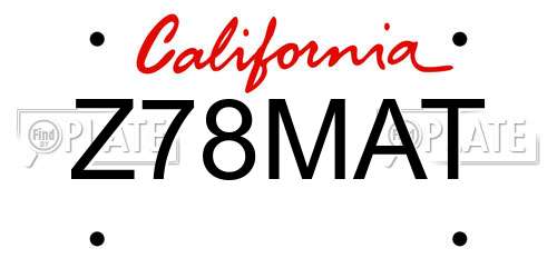 Z78MAT California License Plate
