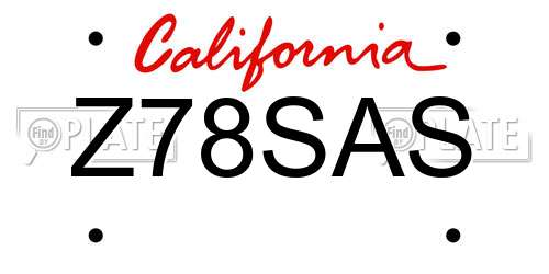 Z78SAS California License Plate