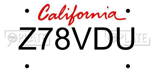 Z78VDU California License Plate