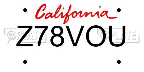 Z78VOU California License Plate
