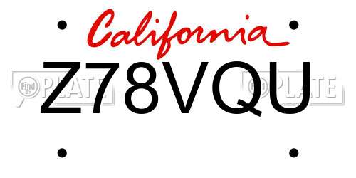 Z78VQU California License Plate