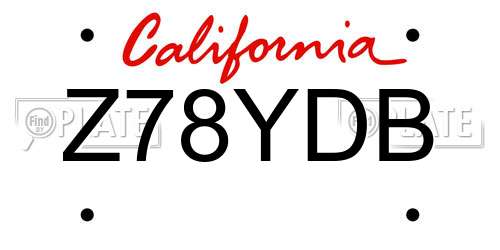 Z78YDB California License Plate