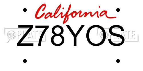 Z78YOS California License Plate