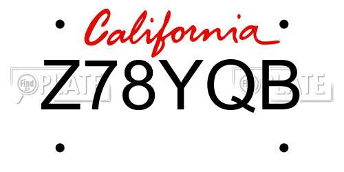 Z78YQB California License Plate