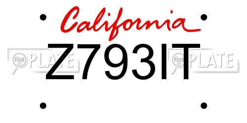 Z793IT California License Plate