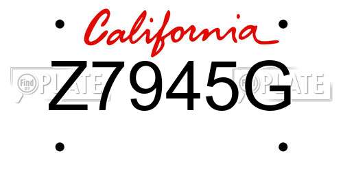 Z7945G California License Plate