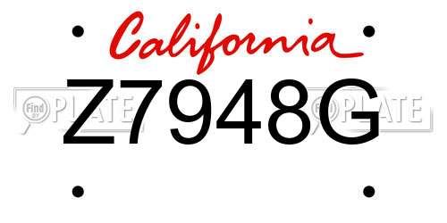 Z7948G California License Plate