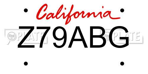 Z79ABG California License Plate