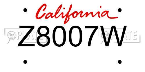 Z8007W California License Plate