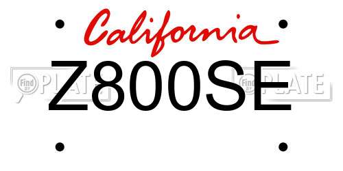Z800SE California License Plate