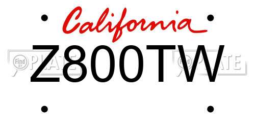 Z800TW California License Plate