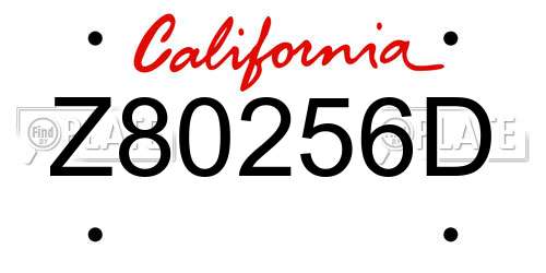 Z80256D California License Plate