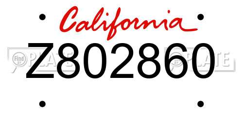 Z802860 California License Plate