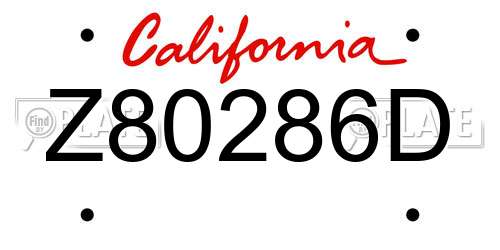 Z80286D California License Plate
