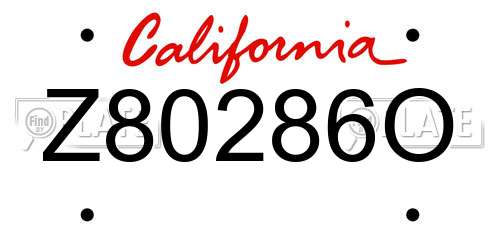 Z80286O California License Plate