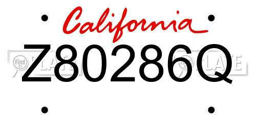 Z80286Q California License Plate