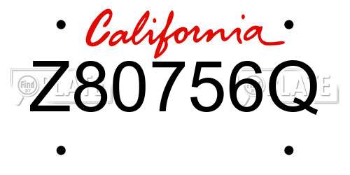 Z80756Q California License Plate