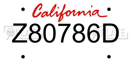 Z80786D California License Plate