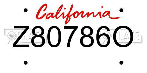 Z80786O California License Plate