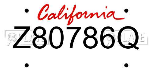 Z80786Q California License Plate