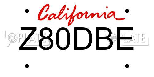 Z80DBE California License Plate