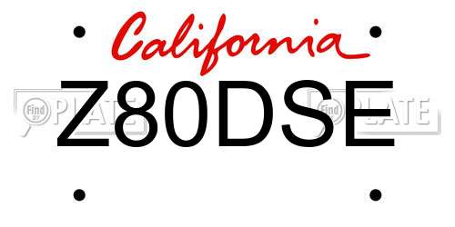 Z80DSE California License Plate