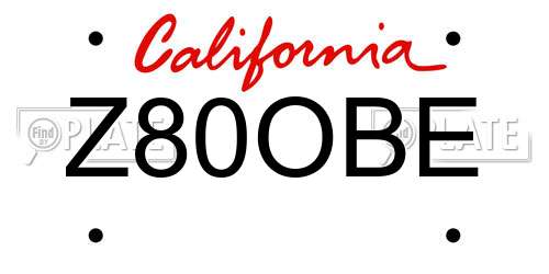 Z80OBE California License Plate