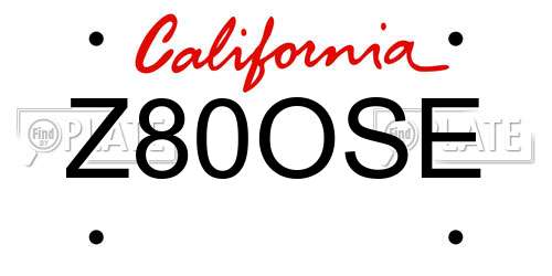 Z80OSE California License Plate