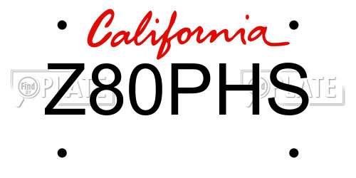 Z80PHS California License Plate