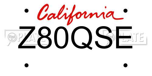 Z80QSE California License Plate