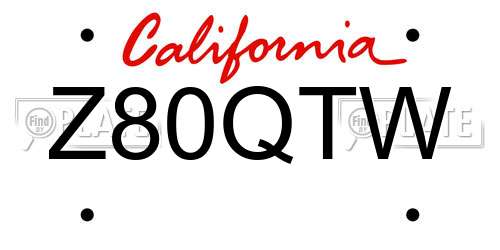 Z80QTW California License Plate