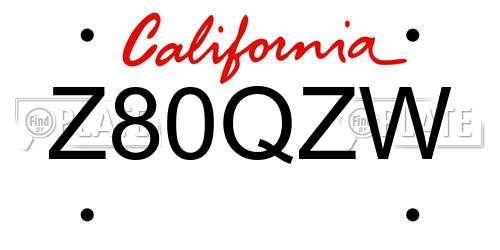 Z80QZW California License Plate