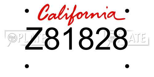 Z81828 California License Plate