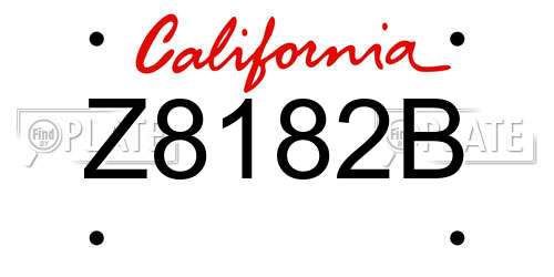 Z8182B California License Plate