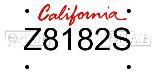 Z8182S California License Plate