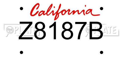 Z8187B California License Plate