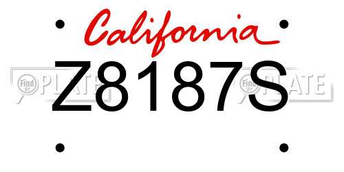 Z8187S California License Plate