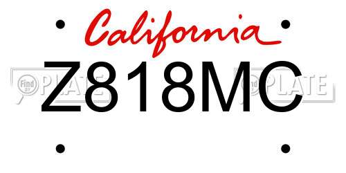 Z818MC California License Plate