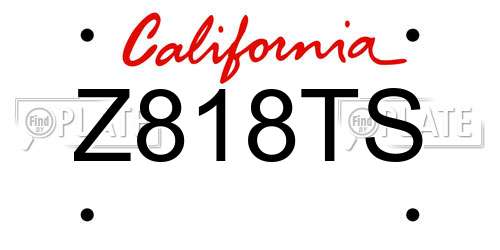 Z818TS California License Plate