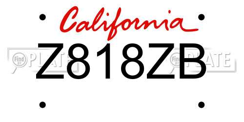 Z818ZB California License Plate