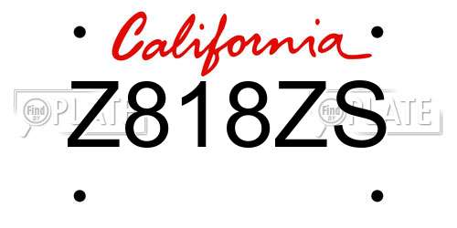 Z818ZS California License Plate