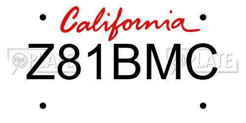 Z81BMC California License Plate
