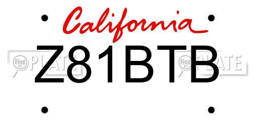 Z81BTB California License Plate