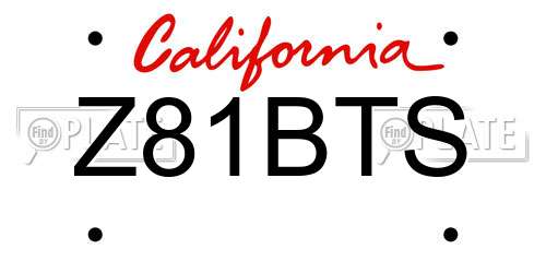 Z81BTS California License Plate