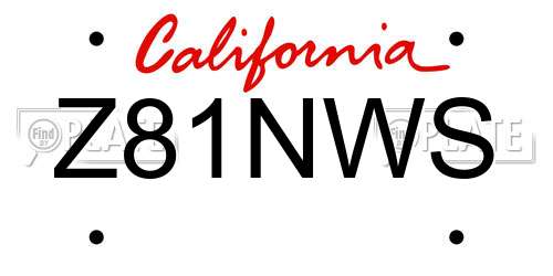 Z81NWS California License Plate